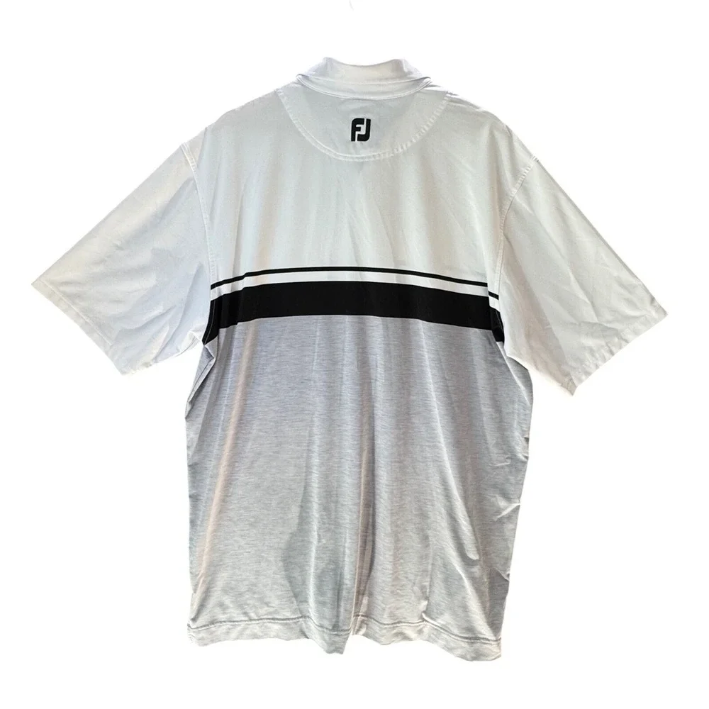 FootJoy Golf Polo Shirt XL White‎ Black Stripe Performance Athletic Mens